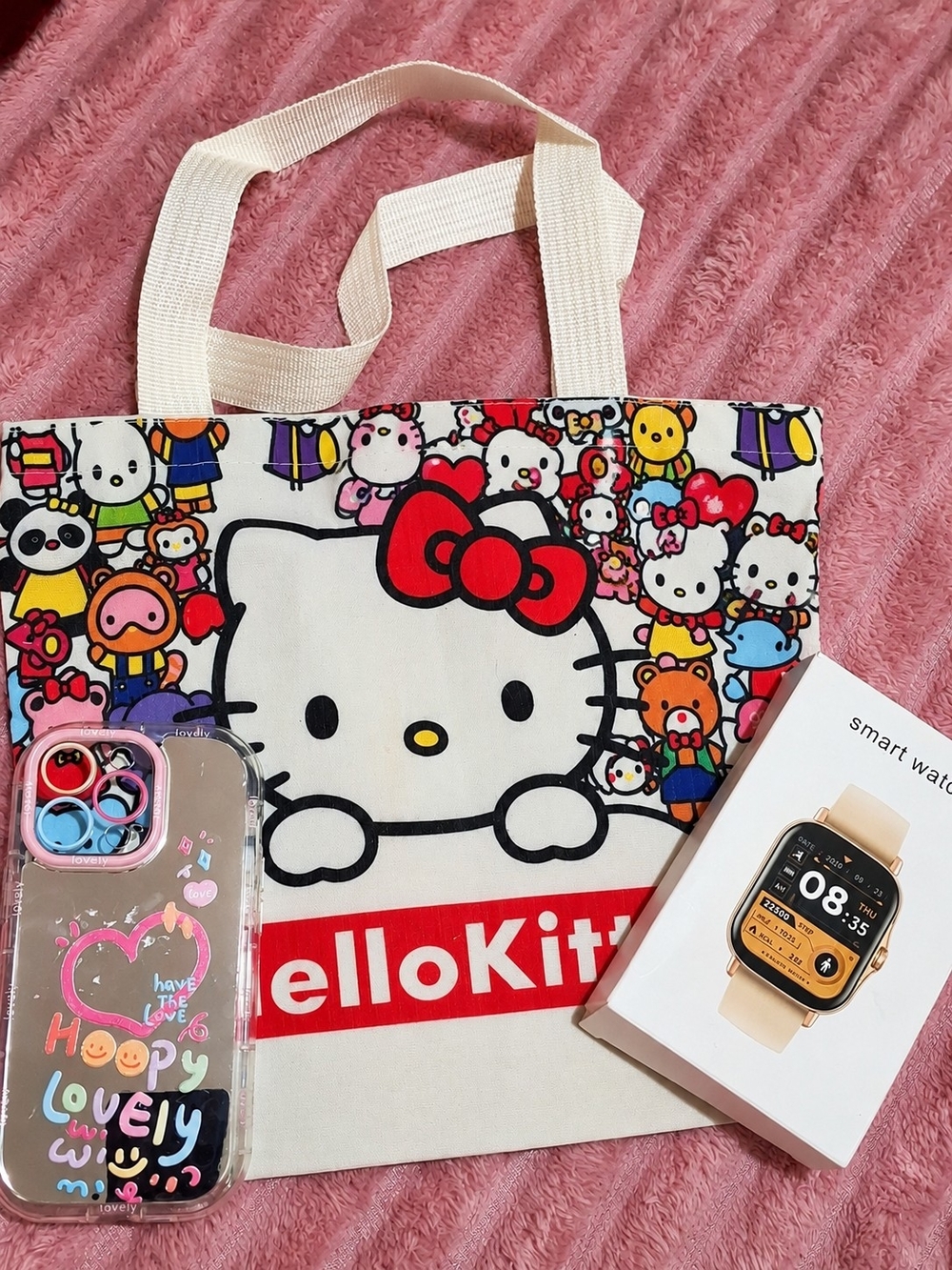 Hello Kitty Gift Bundle Tote Bag Smartwatch & iPhone Case